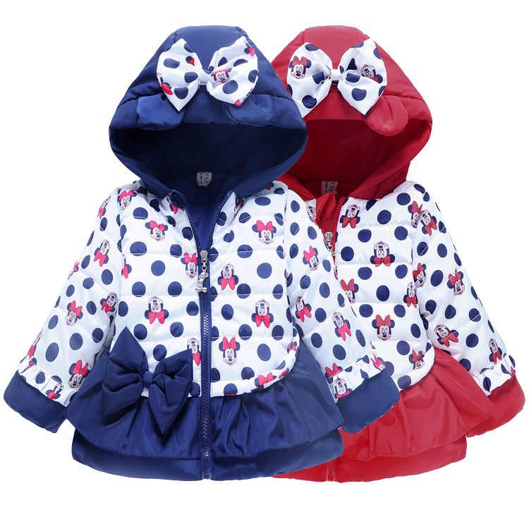 New Children Coat Minnie Baby Girls Winter Coats Long Sleeved Coat Girl