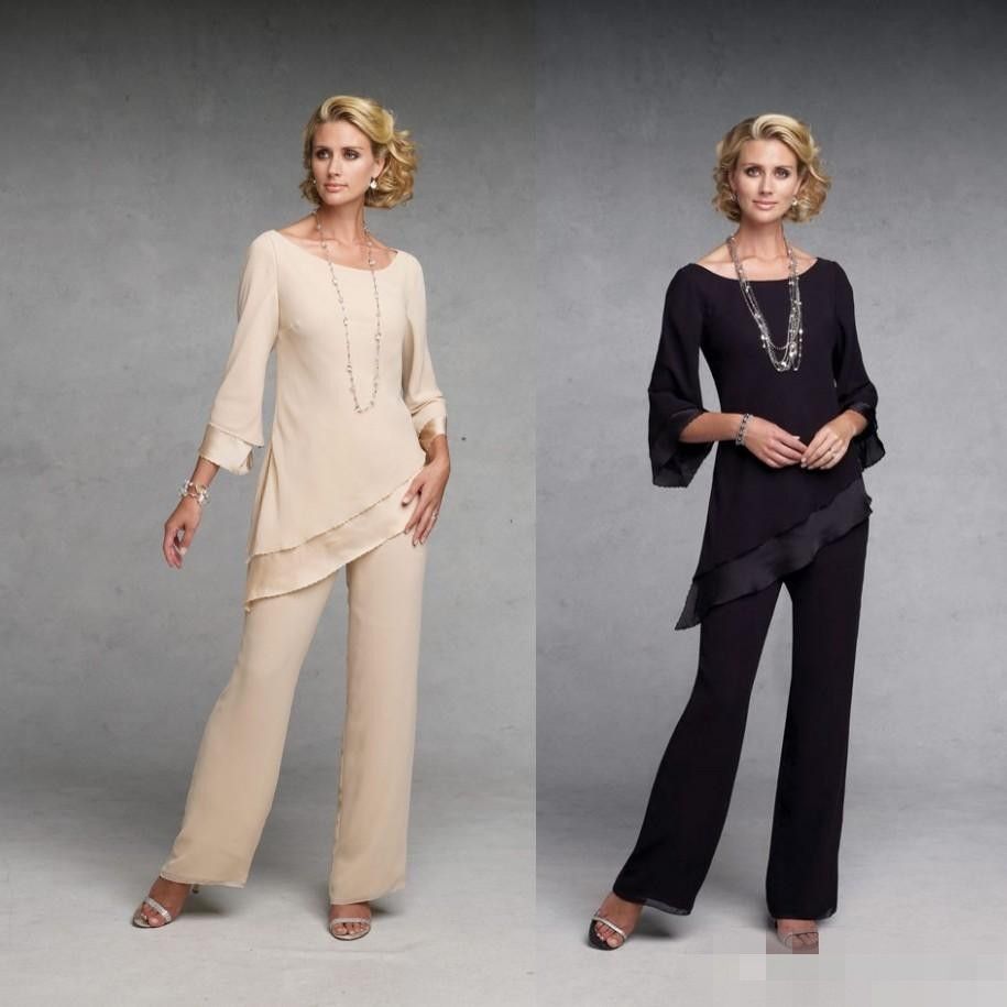 Elegant Sexy 2015 Mother Of The Bride Pant Suits Dresses With Long