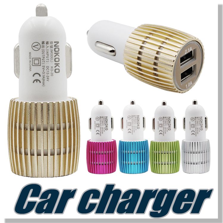 For IPhone 6 Car Charger New Double USB Car Charger Blue Light LED Car