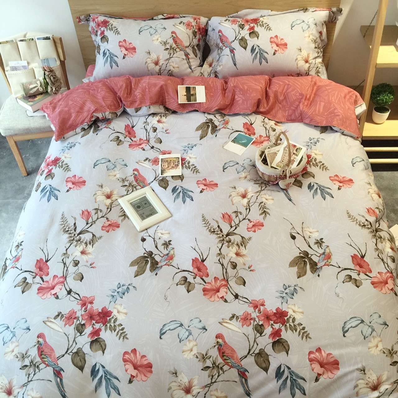 Classic American Birds And Flowers Bedding Set Cotton Satin Fine Beddings High Quality Home