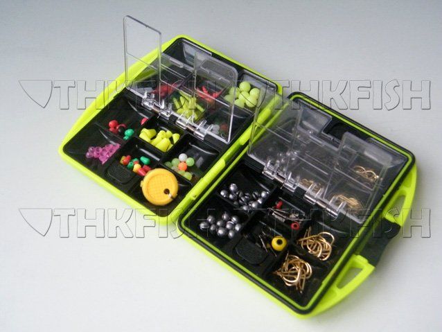 1SET Pack Fishing Tackle Box Utility Box Hooks Swivels 1Set Assorted 