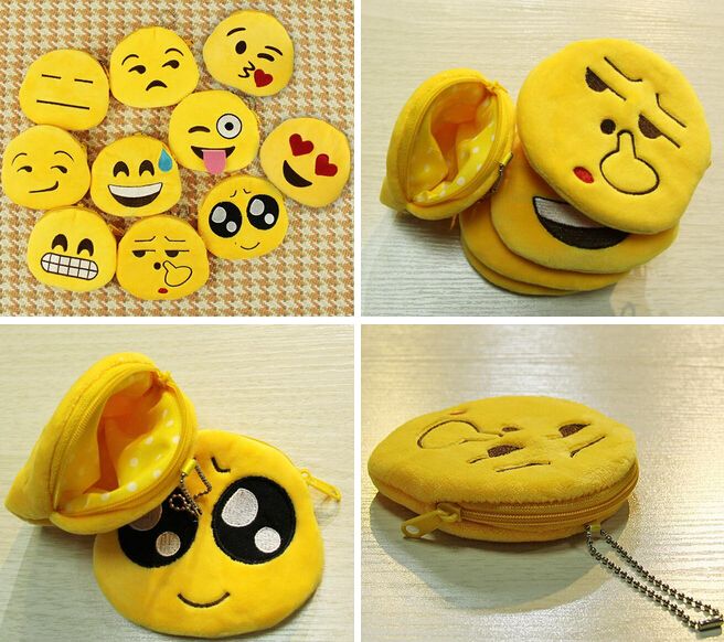 Qq Expression Coin Purses Cute Emoji Coin Bag Plush Pendant Perfect226