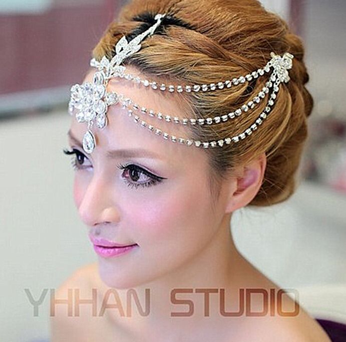 Arabic Swarovski Bridal Tiaras Silver Crystal Vintage Wedding