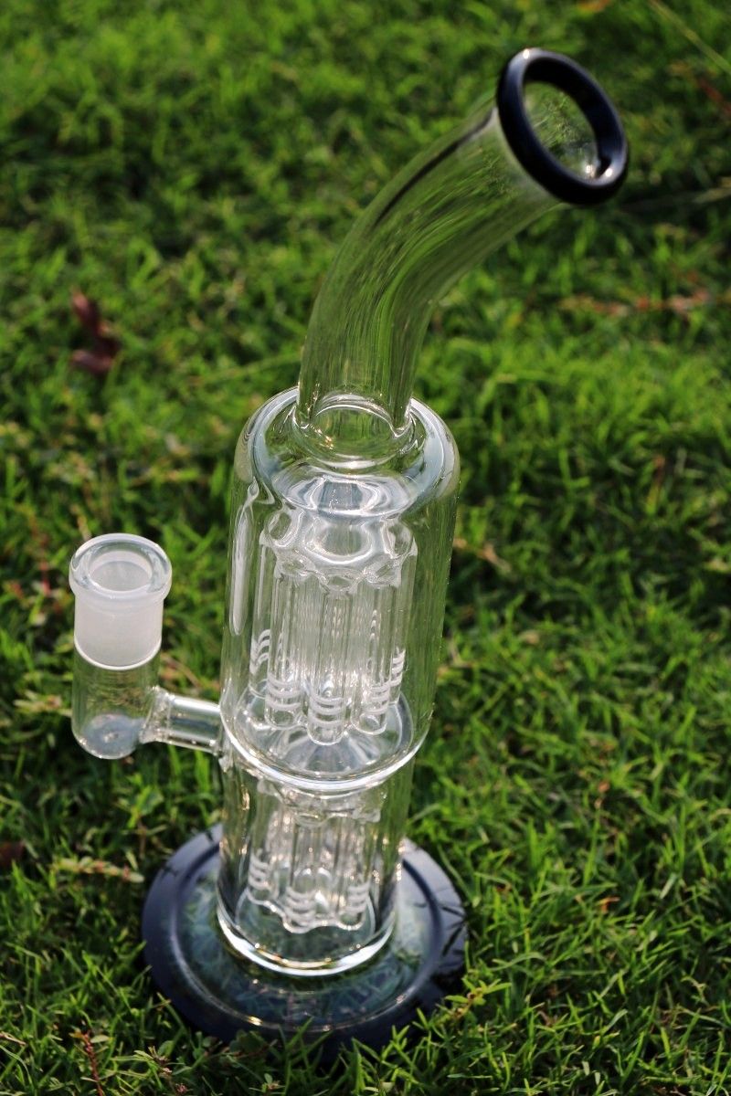 2017 100 Real Image Glass Bongs Water Pipes 11 Arm Perc Glass Bong Glass Bubbler Bongs Water