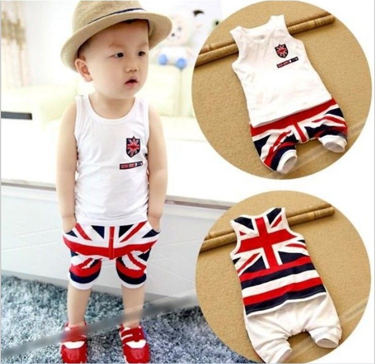 2018 2015 Small Baby Boys England Style Sets British Flag Summer