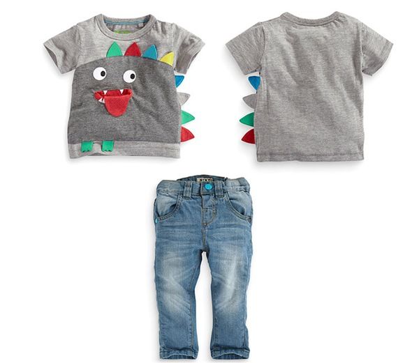 2017 Baby Boys Clothing Sets Boys Dinosaur Clothes Children Short Sleeve T Shirts + Pants Jeans