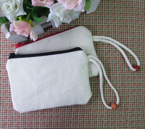 Wholesale-DIY Blank Thick Canvas Coin Purses Change Purse Canvas Zipper Bag Suitable for Hand ...