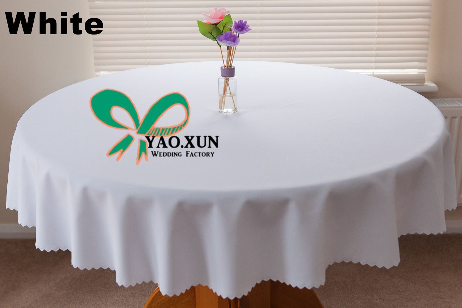 White Color Round Diameter Poly Table Cloth \ Cheap Wedding Table Cloth
