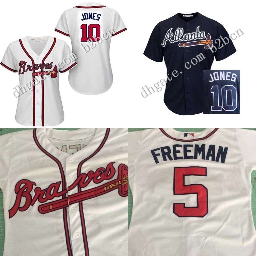 2017 Women Baseball Jersey Atlanta Braves Jersey 10 Chipper Jones Ladies Baseball Jerseys/Shirt