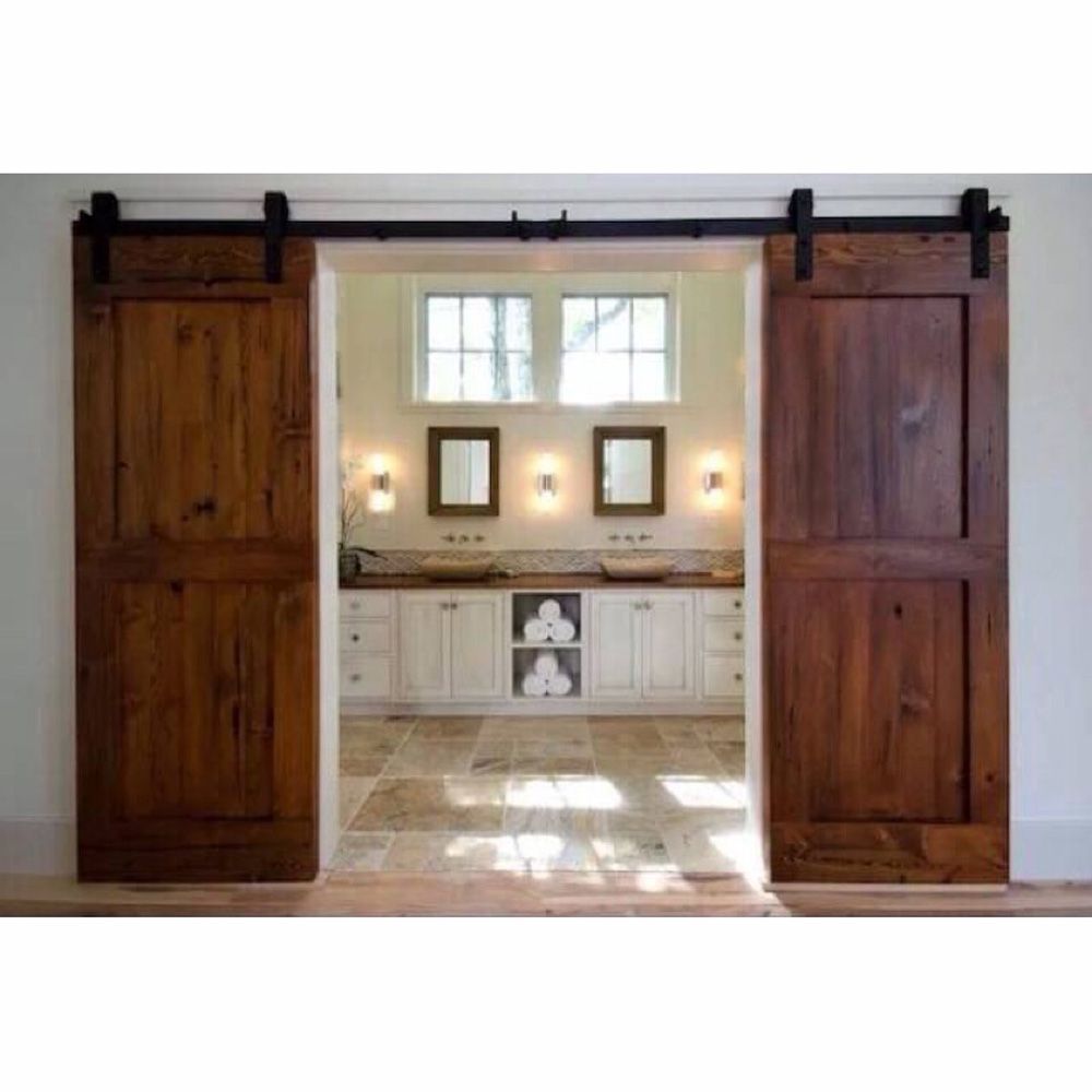 2017 12ft Antique Black Wooden Double Sliding Barn Closet