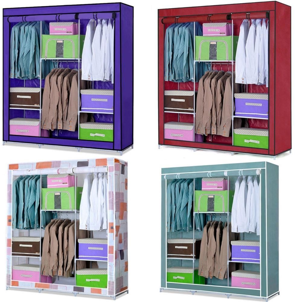 2017 ! New Portable Folding Wardrobe Closet Organizer Storage Rack