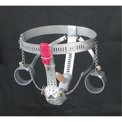 Handcuff Bondage Locking Adjustable Chastity Belt With R