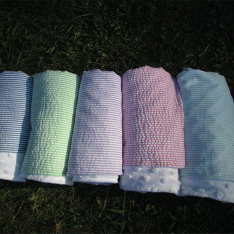 Wholesale Blanks Seersucker New Baby Blanket Baby Sleepers Minky