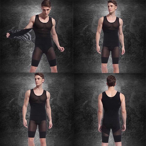 2017 Mens Spandex Bodysuits Vest+Pants Hot Slimming Corset Waist And Butt Shapers Male Training