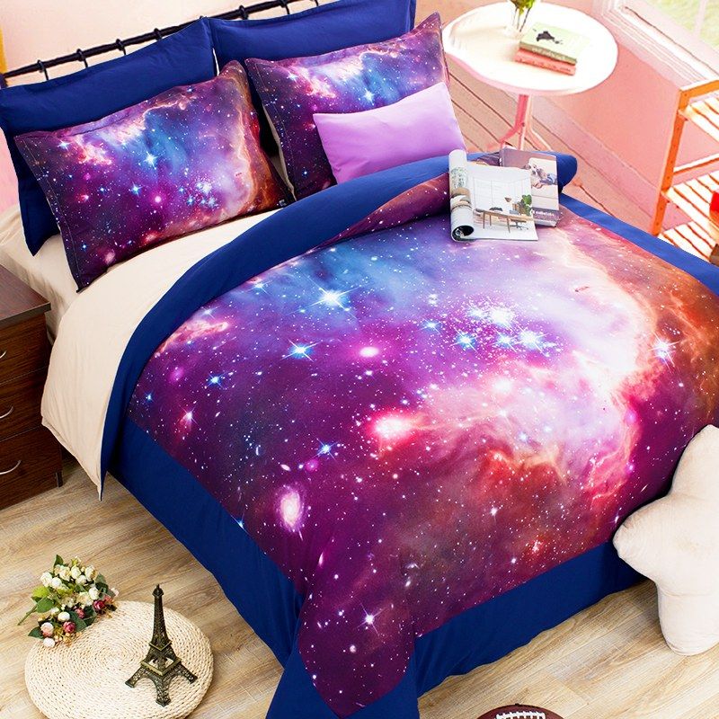 2//3/Hipster Galaxy 3d Bedding Sets Universe Outer Space Duvet Cover Bed Sheet / Fitted Bed
