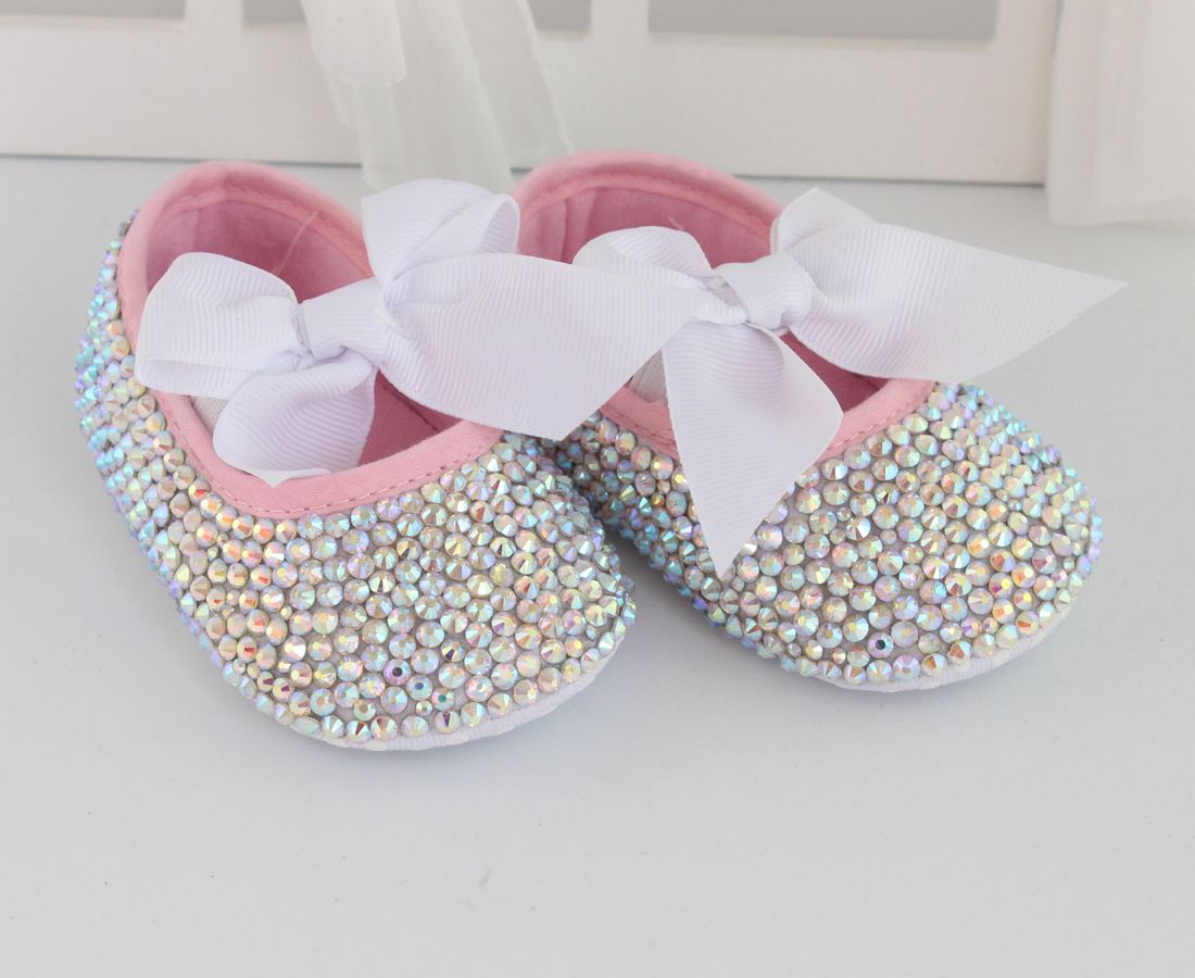 Online Cheap Rhinestone Pink Baby Shoes Handmade Pearl Baby Toddler