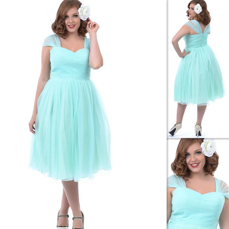 2015 Casual Mint Green Special Occasion Dresses Cap Sleeves Tea Legnth