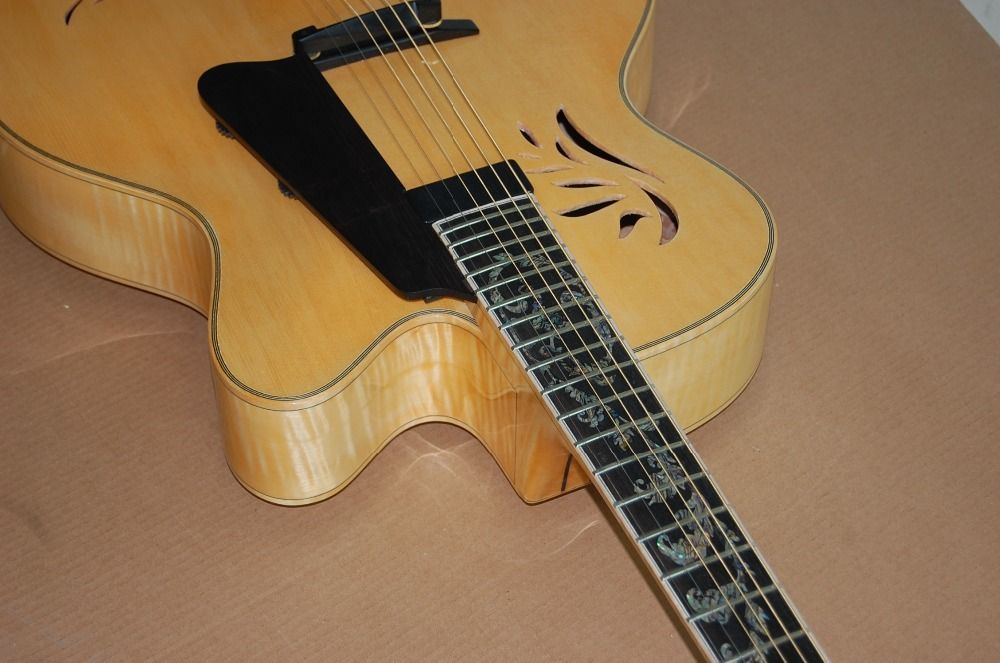 Wholesale Archtop Yunzhi Fully Handmade Solid Wood Electric Jazz Guitar