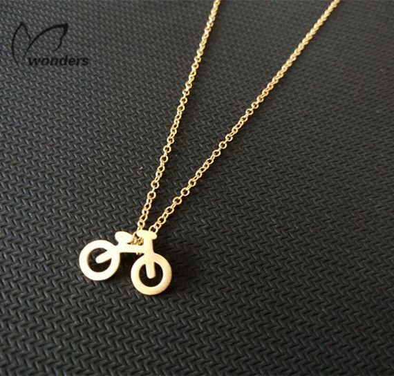 Wholesale Cute Bicycle Necklaces Charms Jewellery 18 K Gold Plated