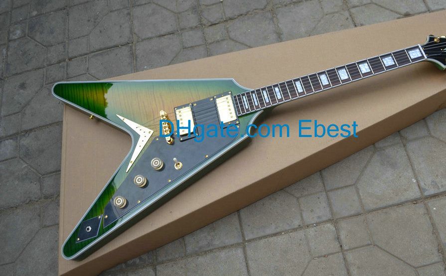 New Custom Shop Flying V Guitar Green Sunburst China Electric Guitars ...