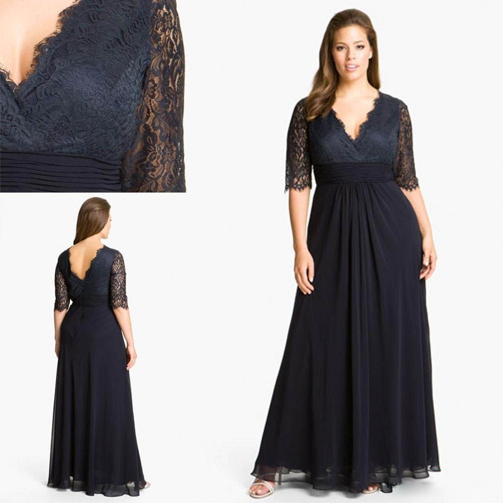 Wedding Plus Size Chiffon Dresses modest 2015 plus size chiffon mother of the bride dresses with half sleeves v neck backless lace top floor length formal evening dre