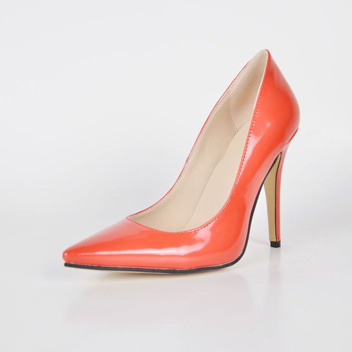 Orange Red Dress Shoes For Women Pointed Toe 2015 Pump Stilettos