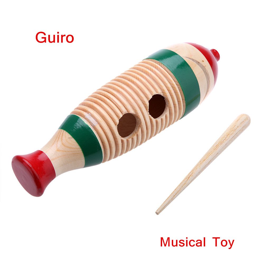 Discount Fish Shaped Wooden Guiro Toy Musical Instrument Kid Children Gift Musical Toy Latin
