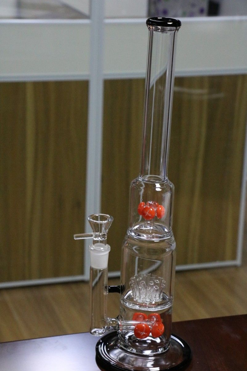 2017 Diamond Glass Bong Gear Showerhead Works Percolator Triple Chamber Water Pipe Discount