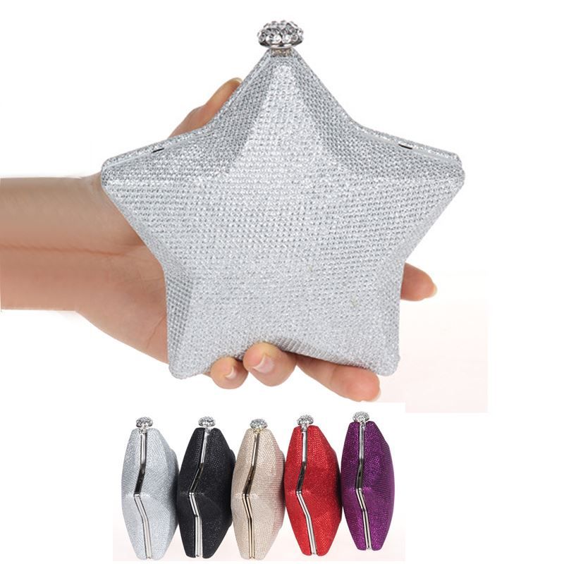 Star Shaped Leather Women Bags Clutch Lady Evening Bags Mini Handbags
