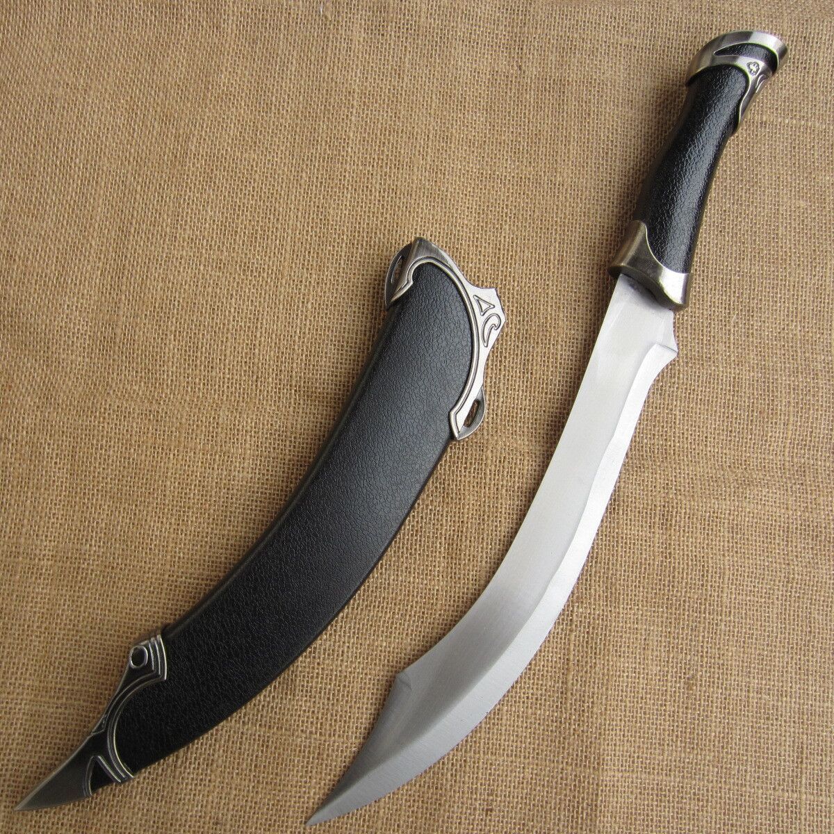 2017 Crafts Genghis Khan Sword Knife Horn Shape Chinese Old Sharp