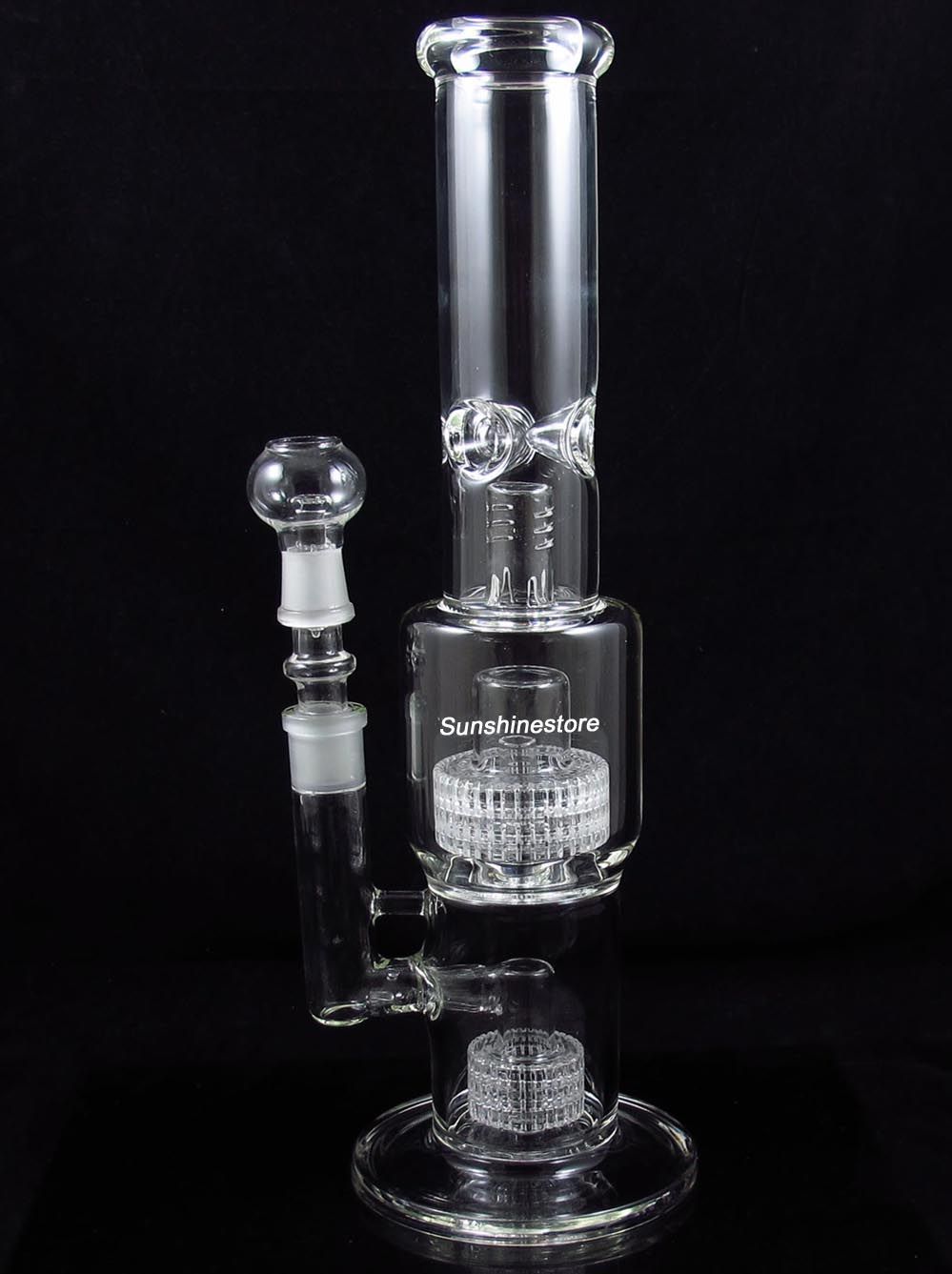 2017 15inch Glass Bong With Two Birdcage Percs Splash Guard Smoking
