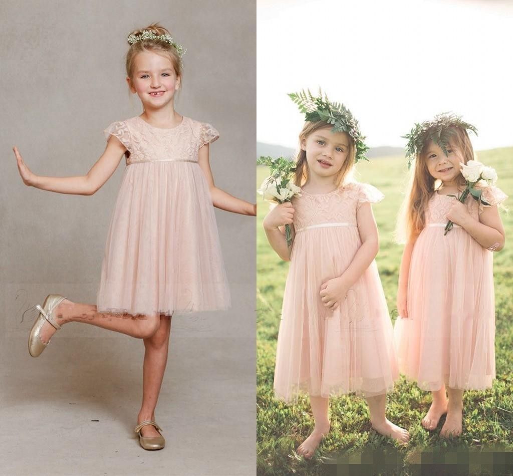 Vintage Flowergirl Gowns 2015 Pink Junior Flower Girls Dresses For