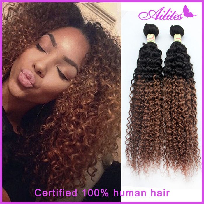 virgin brazilian hair extensions kinky curly wave 3 bundles Two Tone Color 1b/30 gold