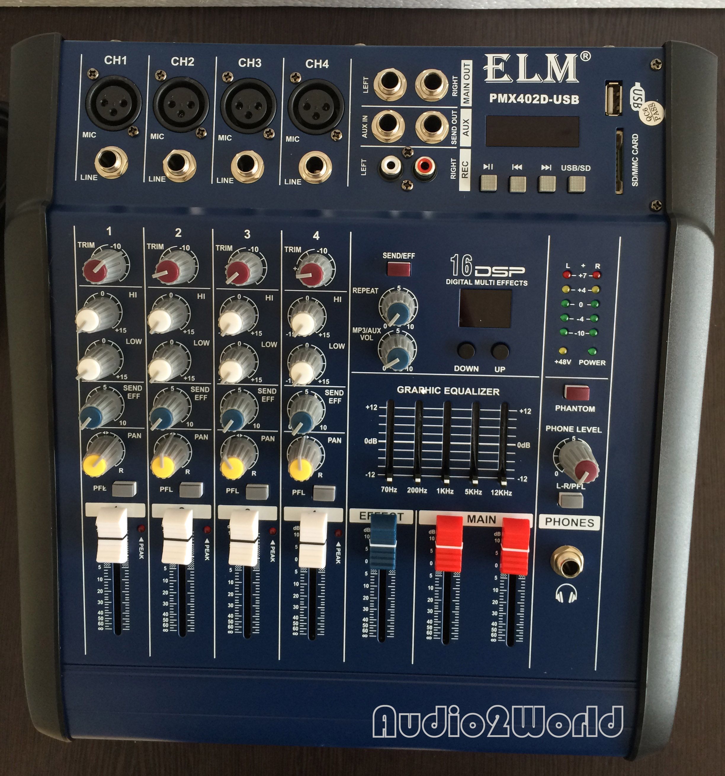 Professional Audio Powered Amplifier Mixer 4 Channels 5 Graphic Eq