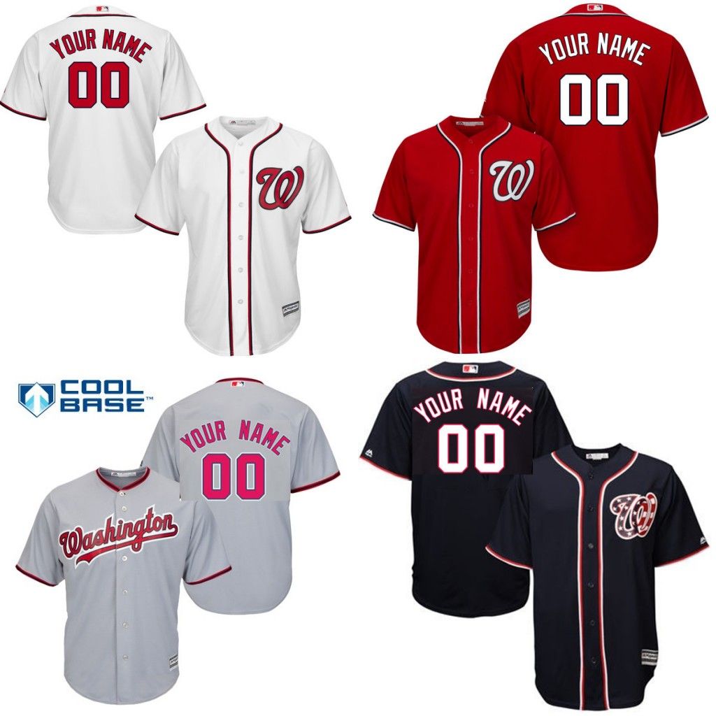 2016 Youth Custom Washington Nationals Baseball Jerseys Kids Cool Base