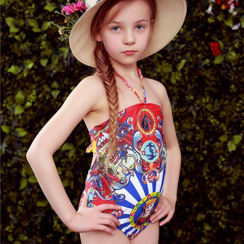 2017 Wl.Monsoon New Style Girls One Piece Swimsuit Girl Lemon Swimming