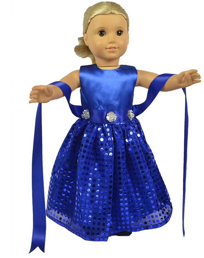 2016 Latest American Girl Doll Clothes, Beautiful Blue Doll Dress For