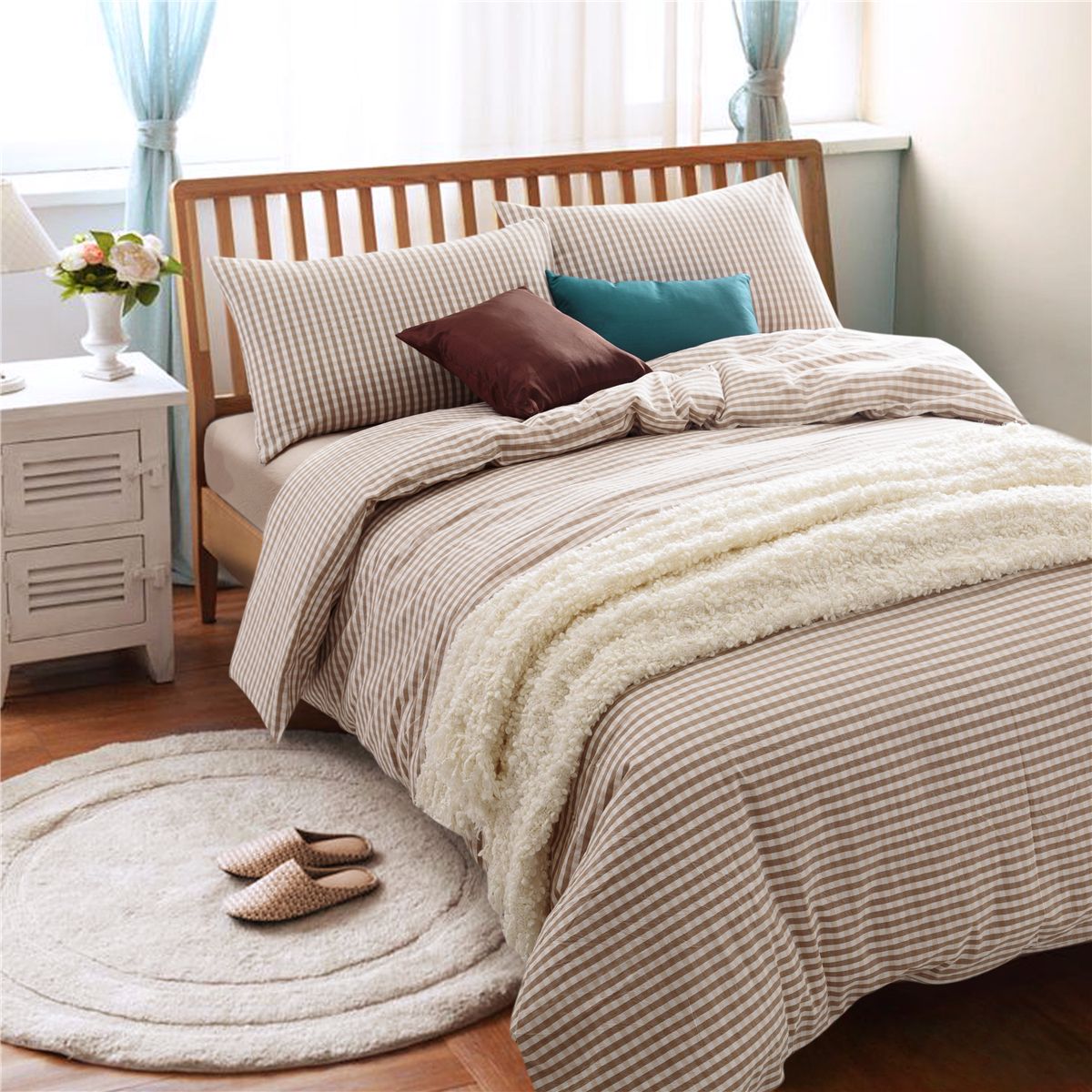 Home Textile100high Quality Cotton Knitting Gingham Yellowish Brown