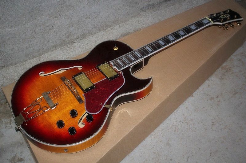 Allnewl5 Thin Section Hollow Body Jazz Electric Guitar Sunset Color