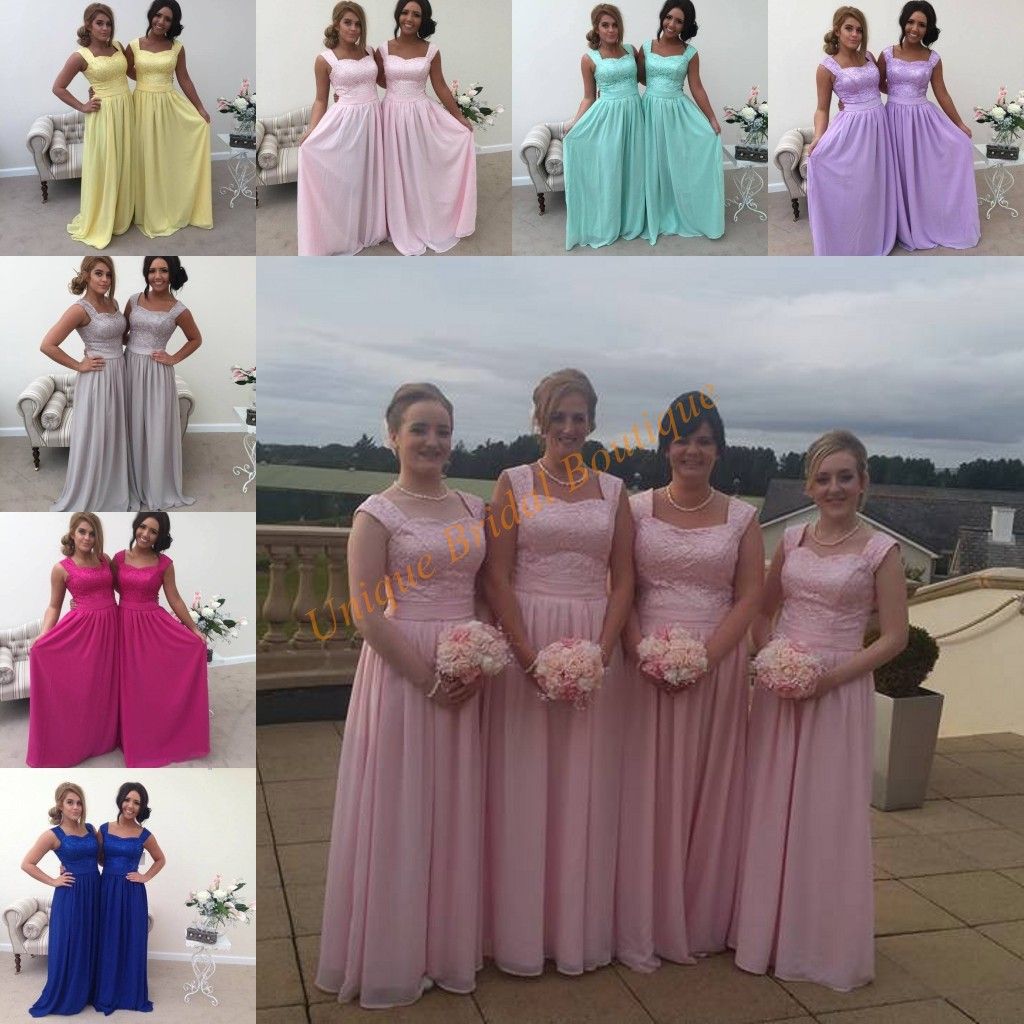 Cheap Junior Bridesmaid Dresses 2017 Under 100 with Straps And Floor