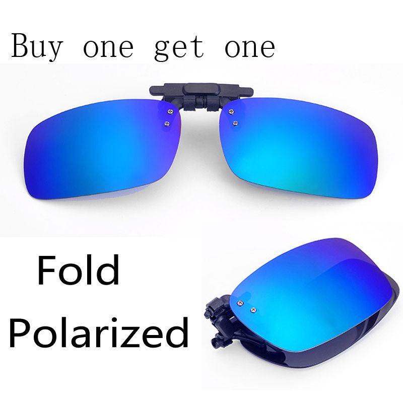 Wholesale Fold Polaroid Clip On Sunglasses Glasses Square Polarized Lens Men Women Mirror Clip