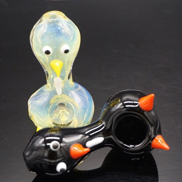 2018 2016 Newest Penguin Hand Pipes Mini Animal Glass Water Pipe Slim