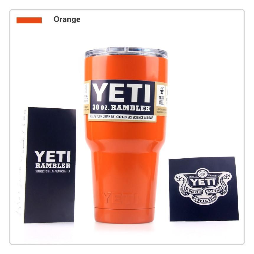Yeti Orange 30oz Cup Cooler Yeti Rambler Tumbler For Travel Vehicle Beer Mug Tumblerful Bilayer