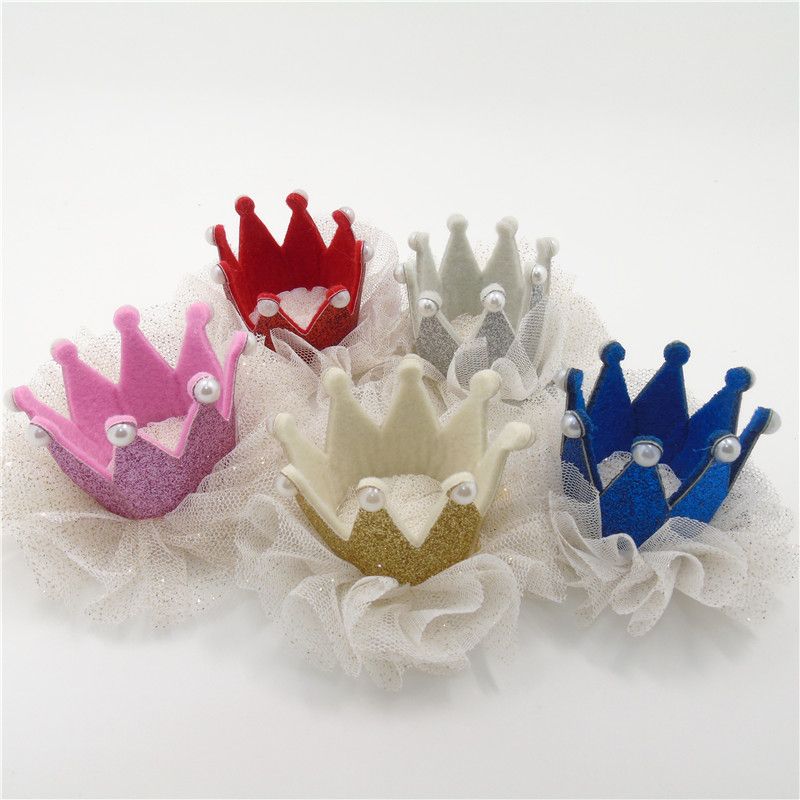 Glliter Felt Girls Hair Clips Crown Baby Hair Pin Tiara Princess