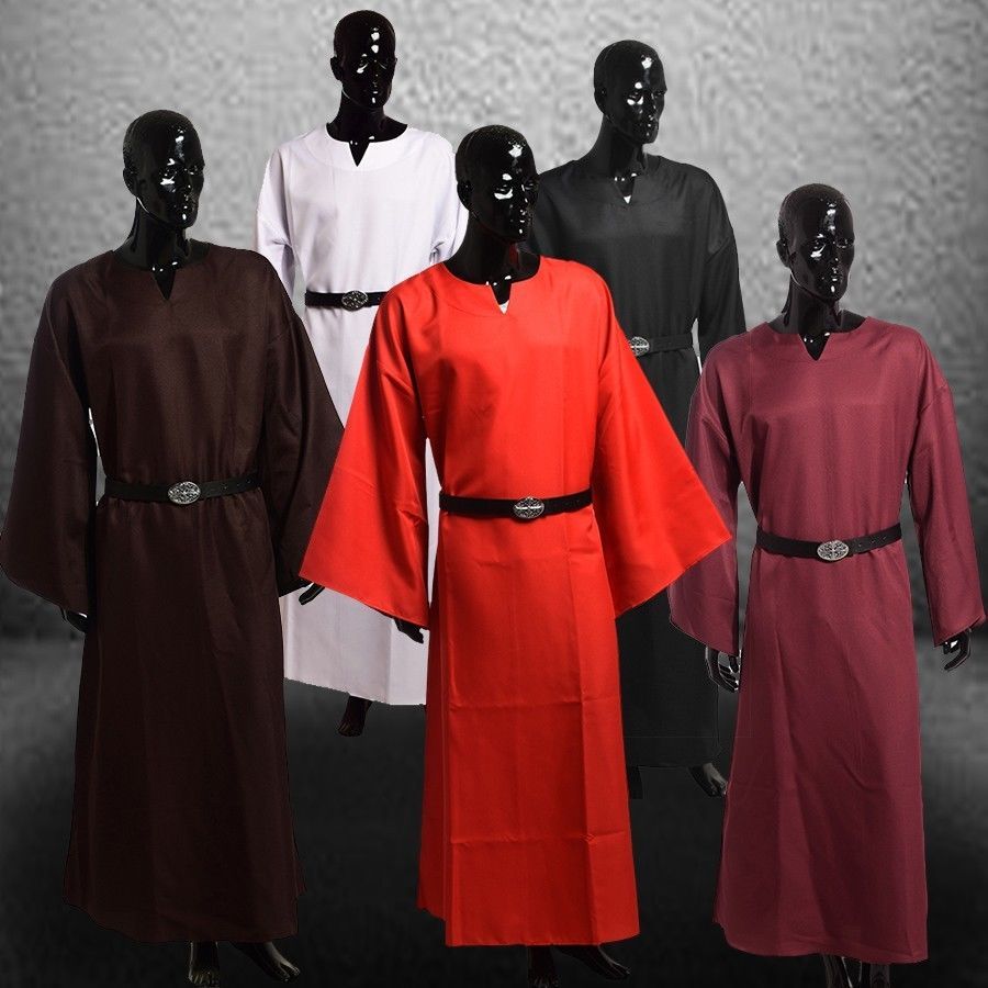 Medieval Wicca Pagan Ritual Robes Mens Vintage Priest Gown Cope Cosplay Costume with Waistbelt
