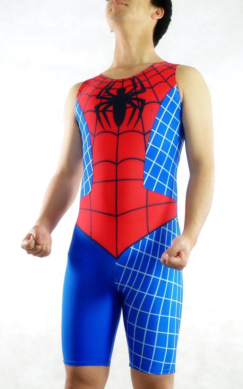 2017 Wrestling Singlet Unitard Shiny Costume Spiderman Halloween
