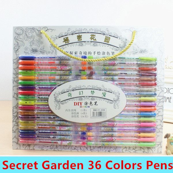 2016 Brand NEW Nite Writer Pens Secret Garden Coloring Books Colorful Painting Dhl Fedex Free 36 Colors
