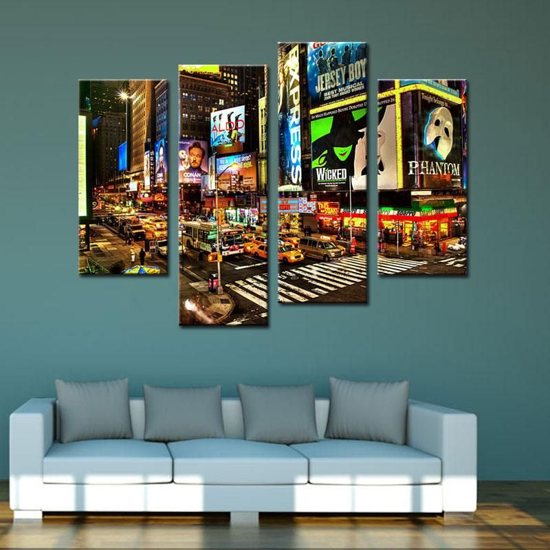 4 Piece Wall Art wall art painting city night broadway street pictures prints on 4 Piece Wall Art wall art painting city night broadway street pictures prints on