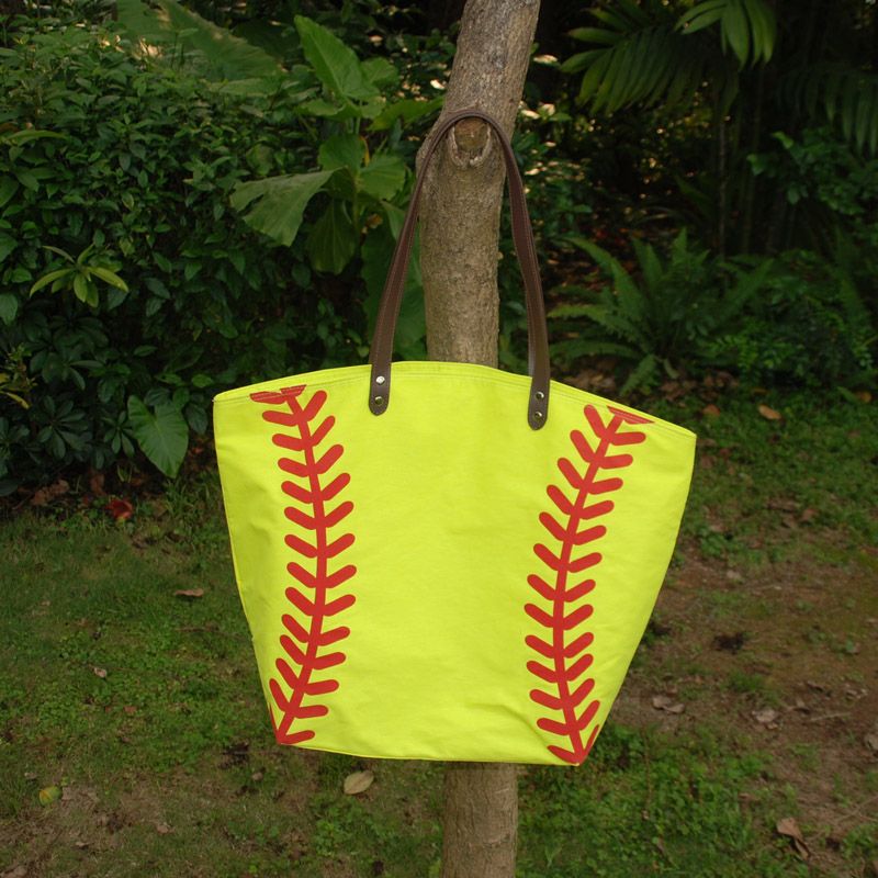 Wholesale Blanks Cotton Canvas Softball Tote Bags Baseball Bag Football Bags Soccer Ball Bag