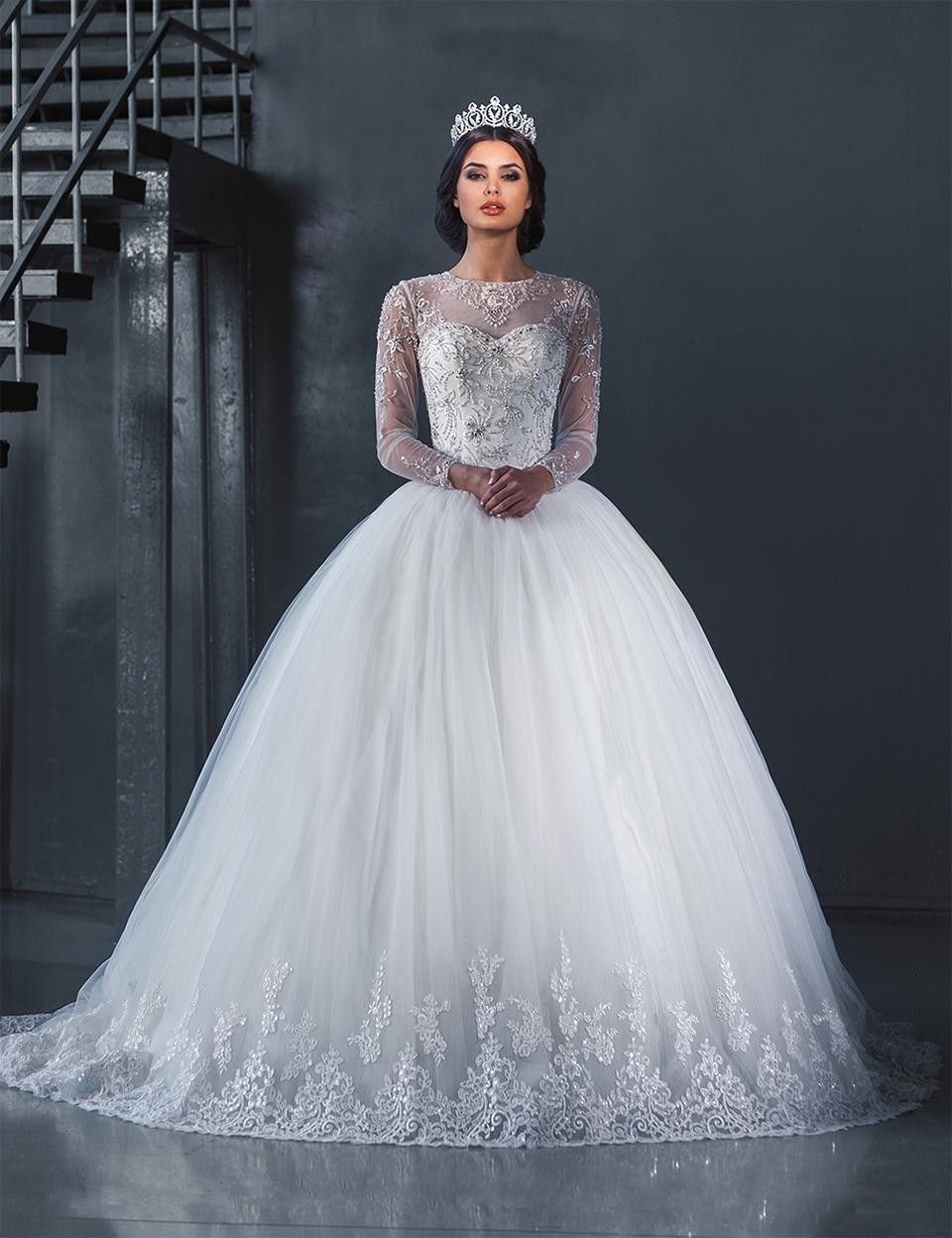 white lace ball gown